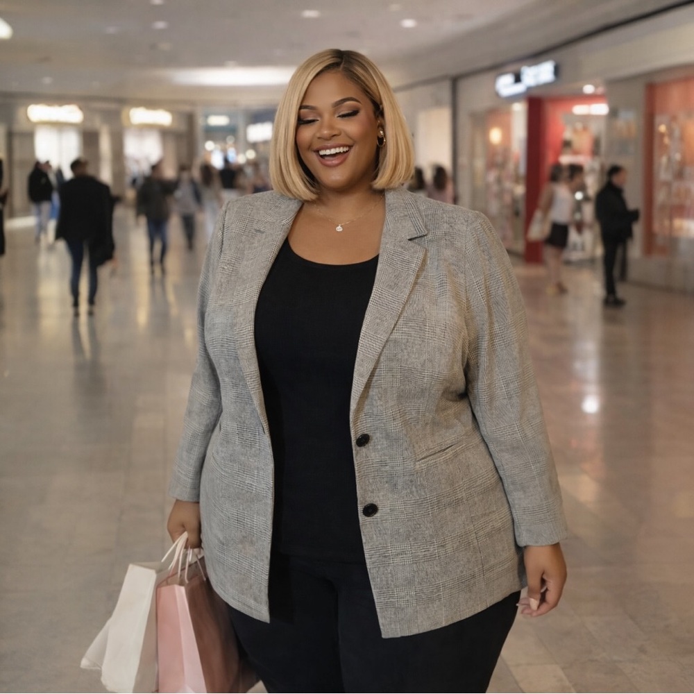 torrid Gray Plaid Blazer - Picture 7 of 8